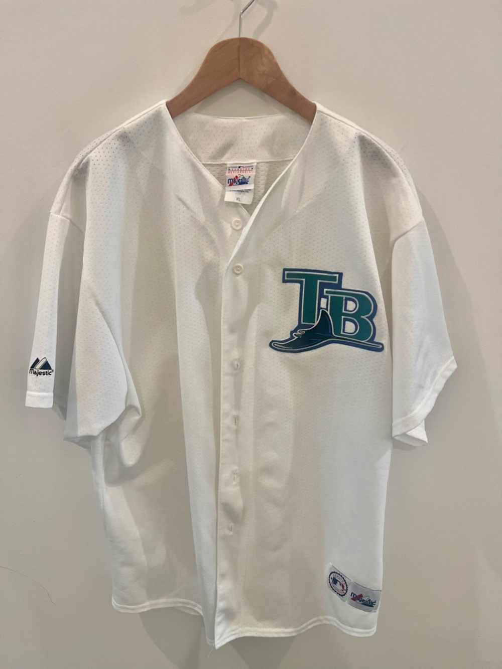 Vintage Tampa Bay Devil Rays Majestic Jersey XL White MLB Baseball